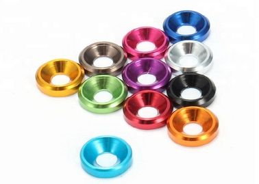 Beli Mesin Cuci Polos Aluminium Anodized Berwarna-warni / Mesin Cuci Bulat DIN 6319 Standard online manufacture