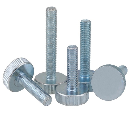 Flat Round Knurling Head Thumb Screw dengan Zinc Plated Finish yang didorong langsung dengan tangan