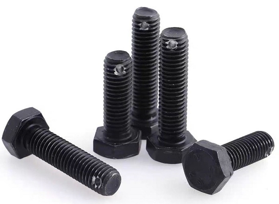 Black Hex Head Bolts Dengan Lubang di Ujung Shank Kelas 8.8 &.10.9 Baja Karbon