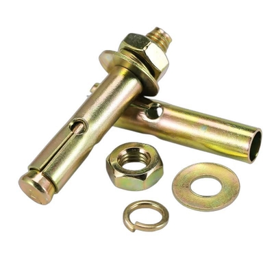 Baja Karbon Berwarna Zinc Plated Sleeve Expansion Anchor Bolt dengan Lubang C / W Hex Nut & Wahser