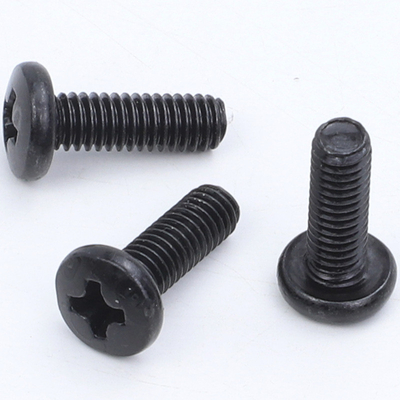 M3, M5, M6, M8 Black Cross Recessed Pan Head Screw Blunt Point Type untuk pemasangan panel surya