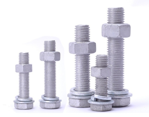 Hot Dip Galvanized Hex Head Bolts dengan Plain Washers, Spring Washers dan Hex Nut Digunakan untuk Photovoltaic, Wind, Listrik