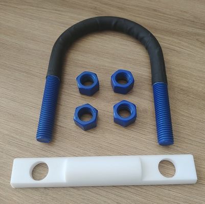 M6, M8, M10, M12, M14, M16 PTFE lapisan U-bolt Dengan Polyshrink,4 Nut dan setengah bulat i-rod