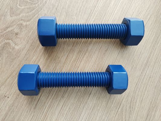 PTFE Coated A193 B7 Stud Bolt with 2 Heavy Hex Nuts 1/4