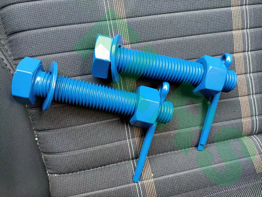 Fluoropolymer Coated Double Ended Bolt Zinc Plating Untuk Torsi Keluar